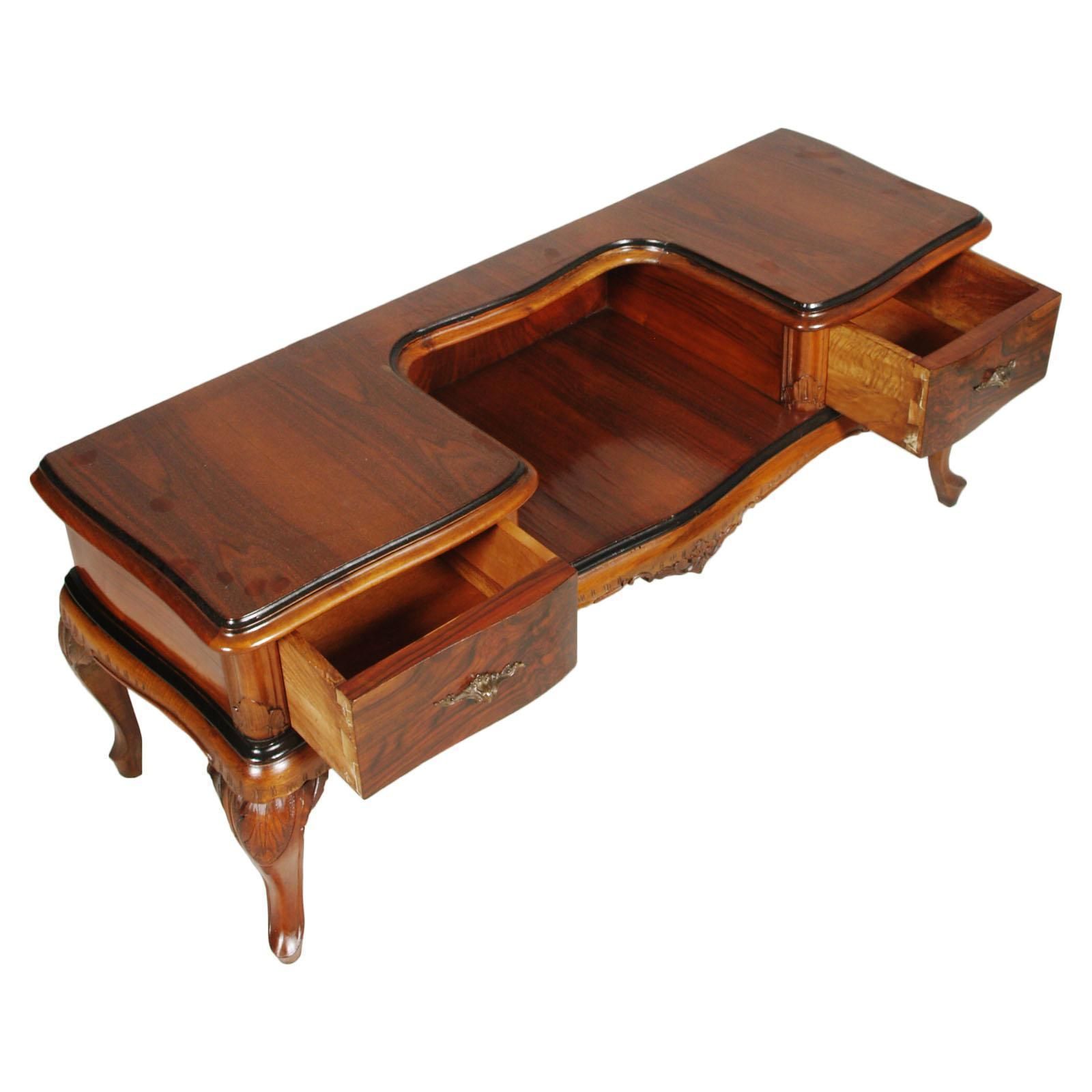 1920s Antique Vanity Baroque Venetian, Beveled Mirror, Hand Carved Walnut & Burl photo Furniture