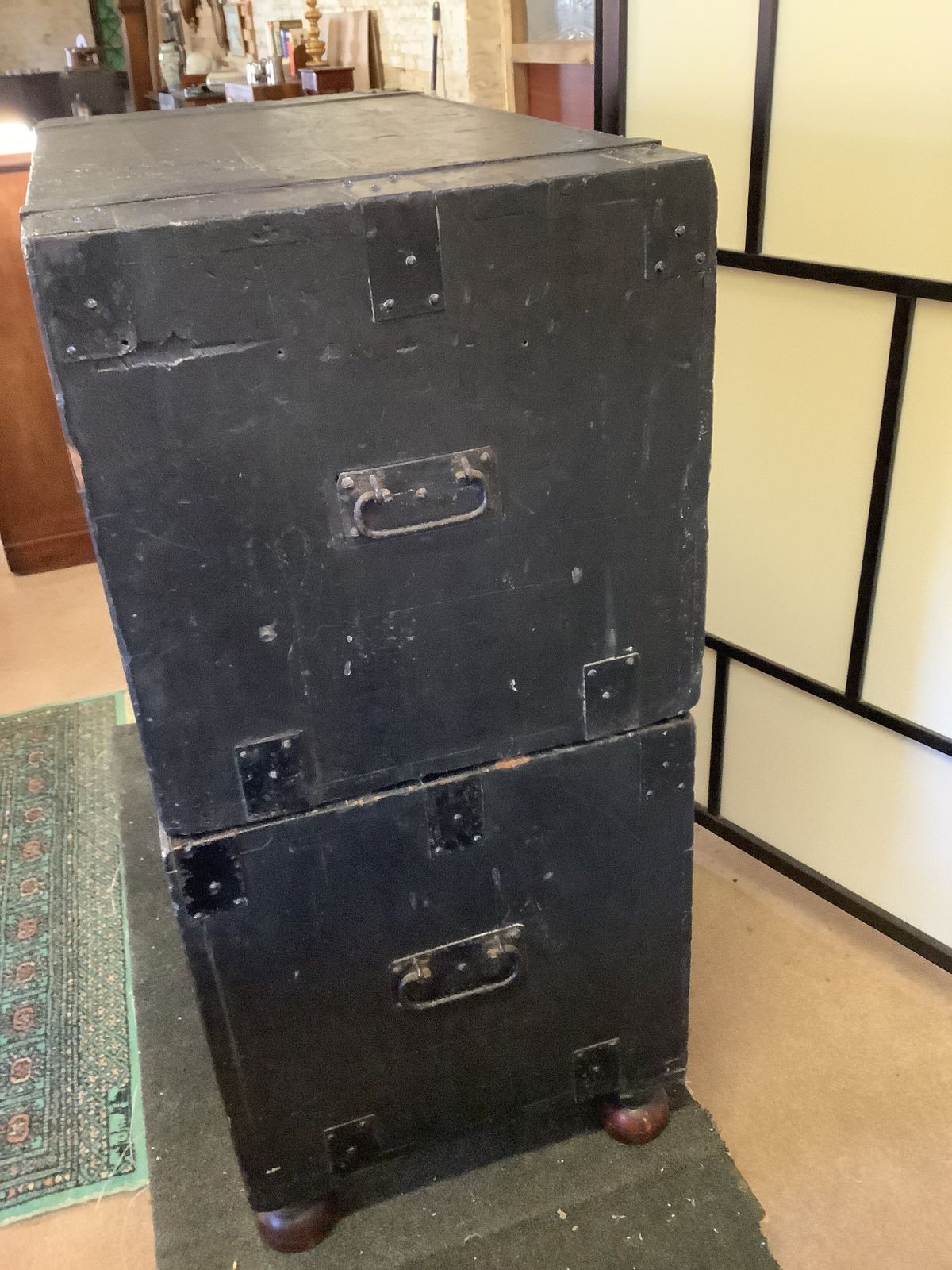 19th Century Irish Mahogany Campaign Chest Of Drawers In 2 Sections Made In Dublin photo 1350.0