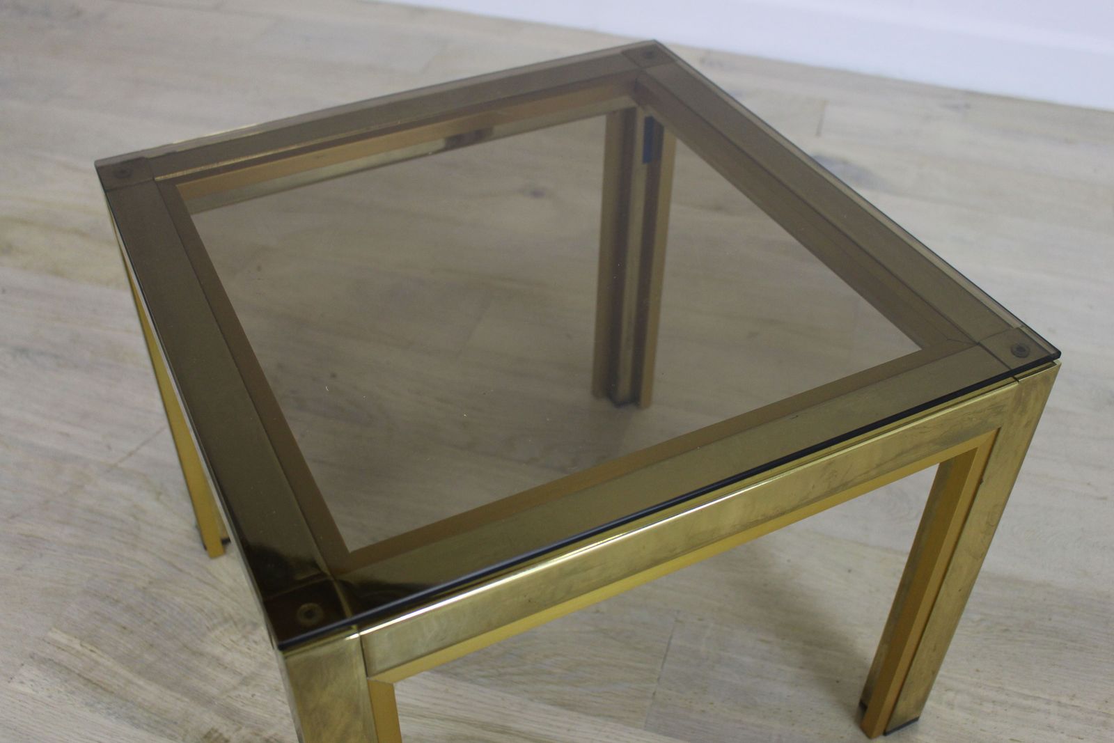 1970’s Brass And Glass Lamp Table photo vinterior