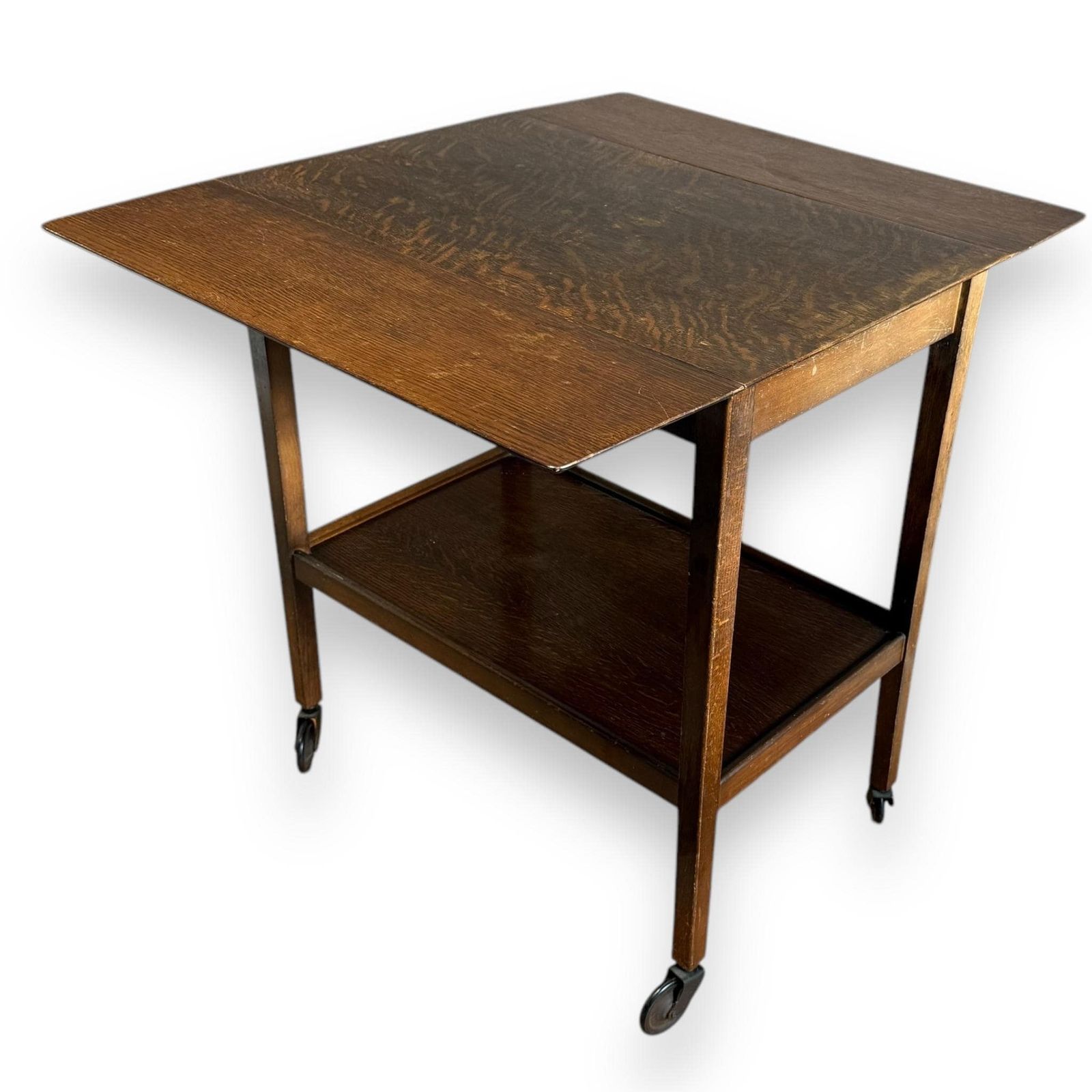 Vintage Mid Century Oak Wheeled Tea Trolley / Hostess Trolley Dessert Trolley photo Furniture