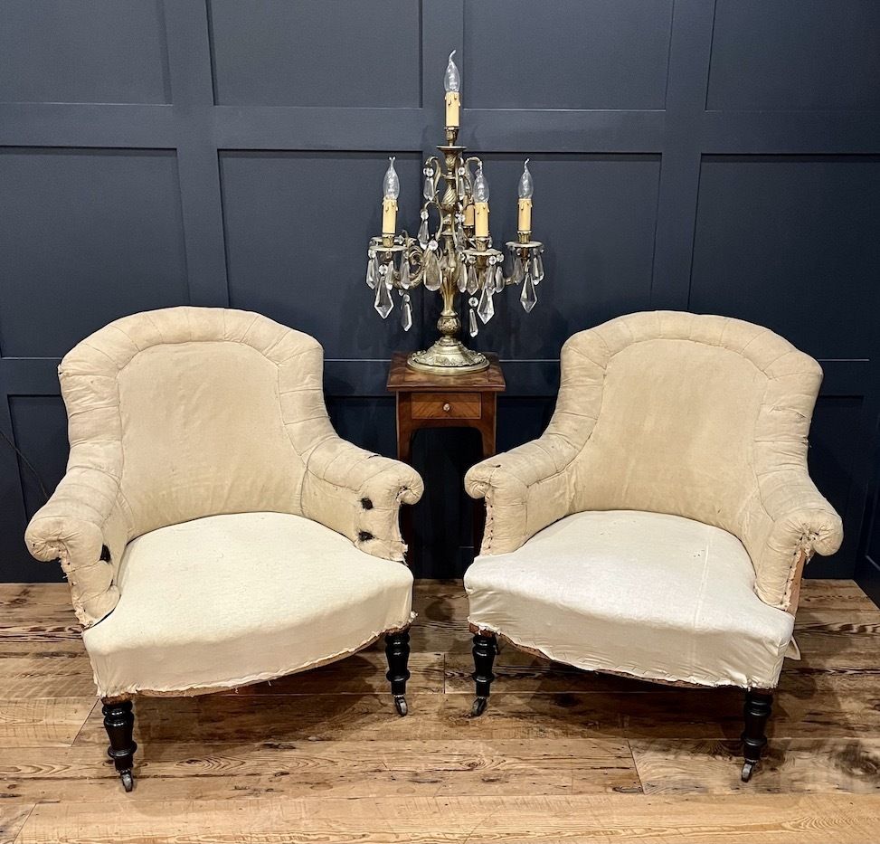 A Rare Pair Of Antique French Crapaud Armchairs photo for sale