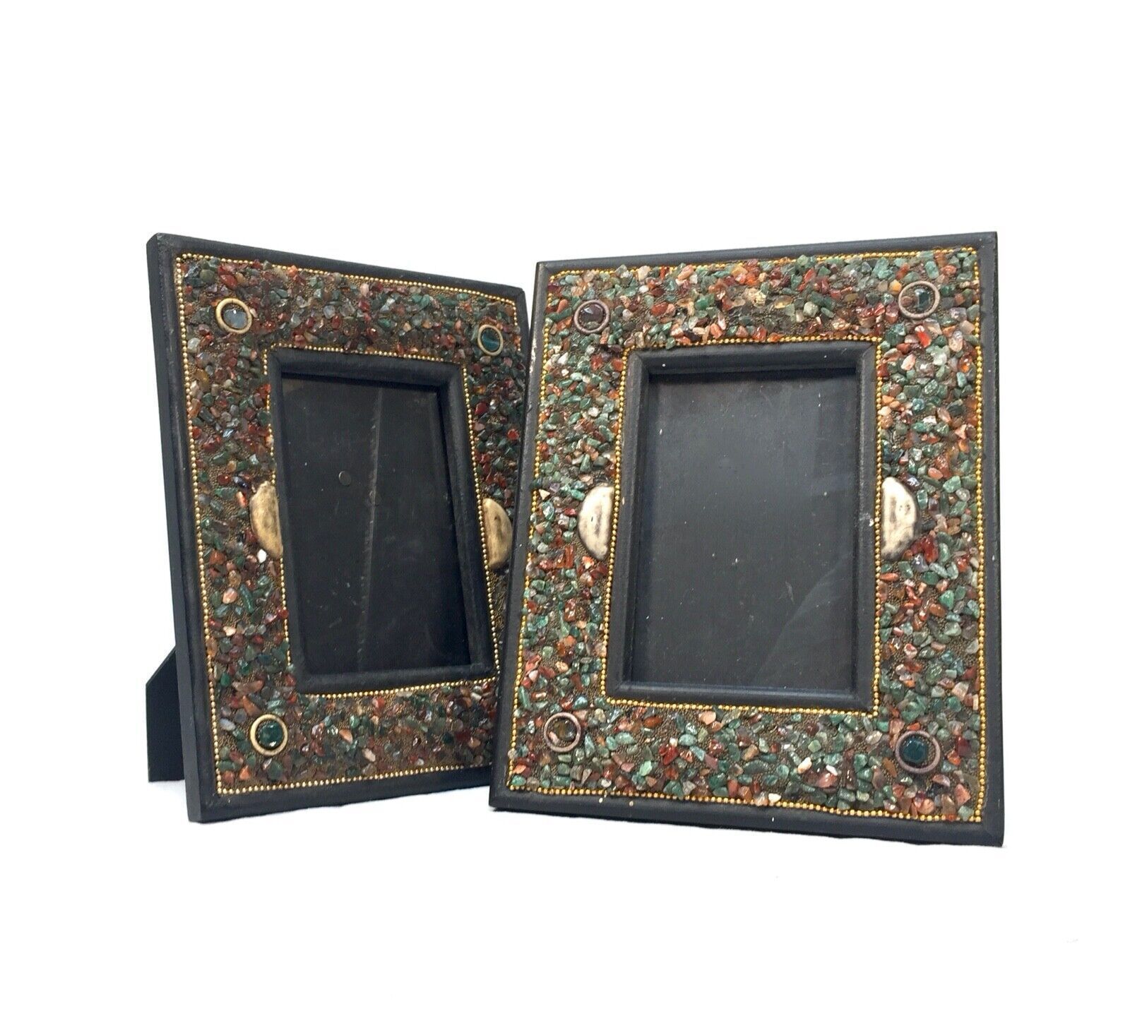 Vintage Pair Of Matching Photo Frames With Hard Stone / Crystal Surrounds photo furniture