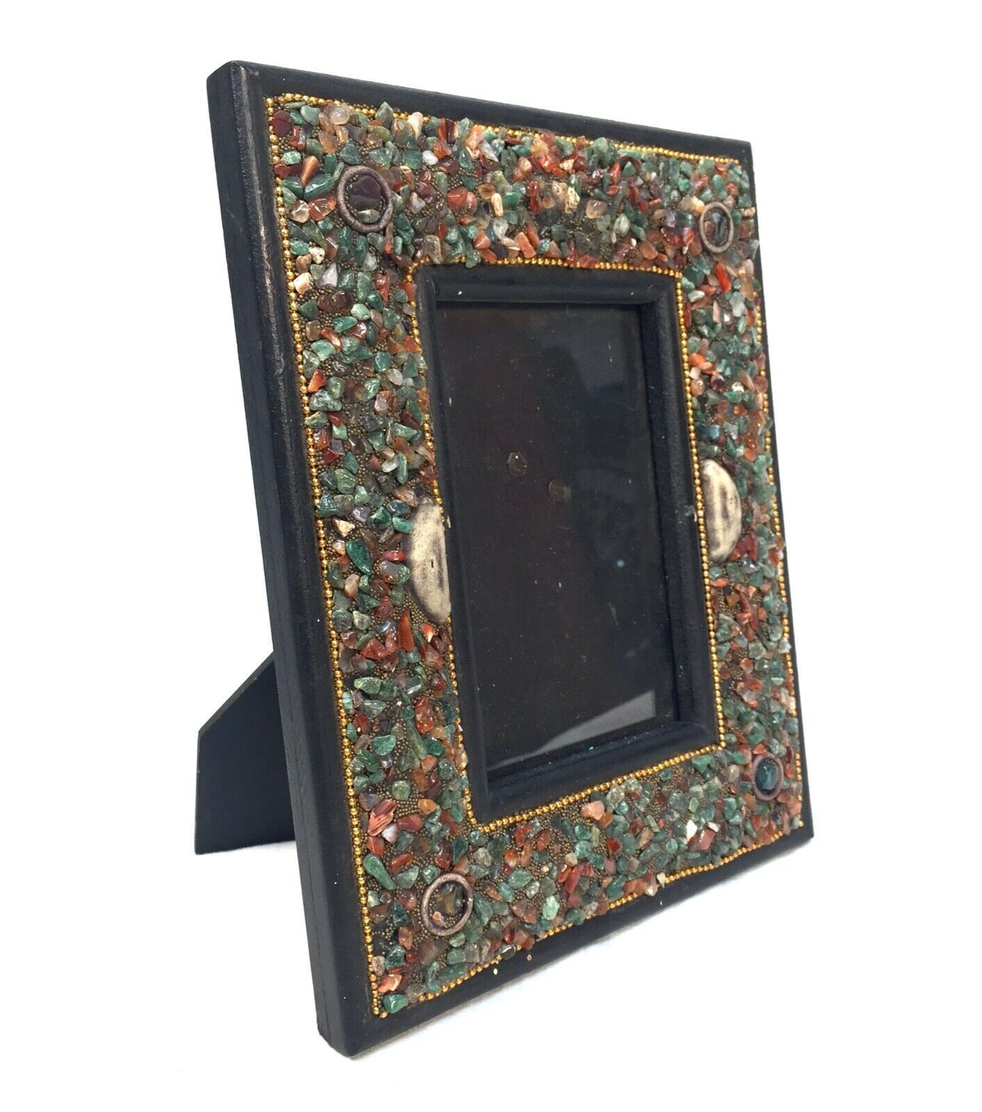 Vintage Pair Of Matching Photo Frames With Hard Stone / Crystal Surrounds photo for sale