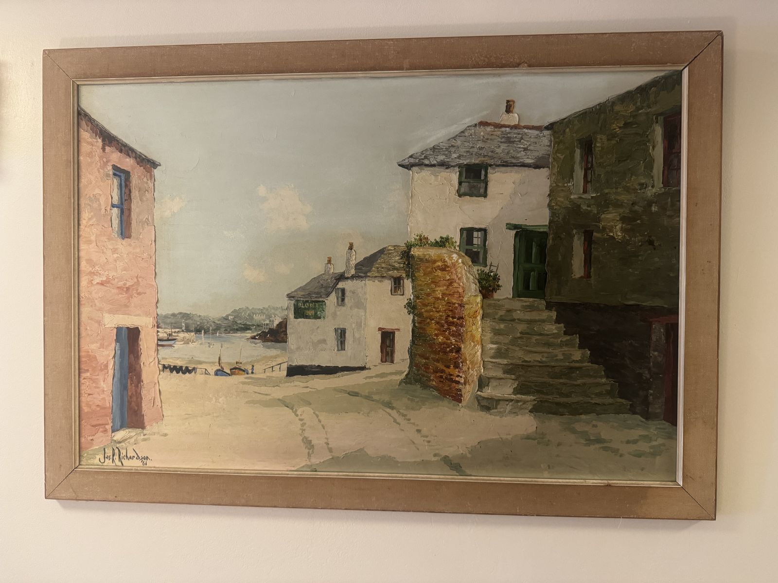 Oil Painting On Board, Fish Street St Ives 1960,S photo for sale