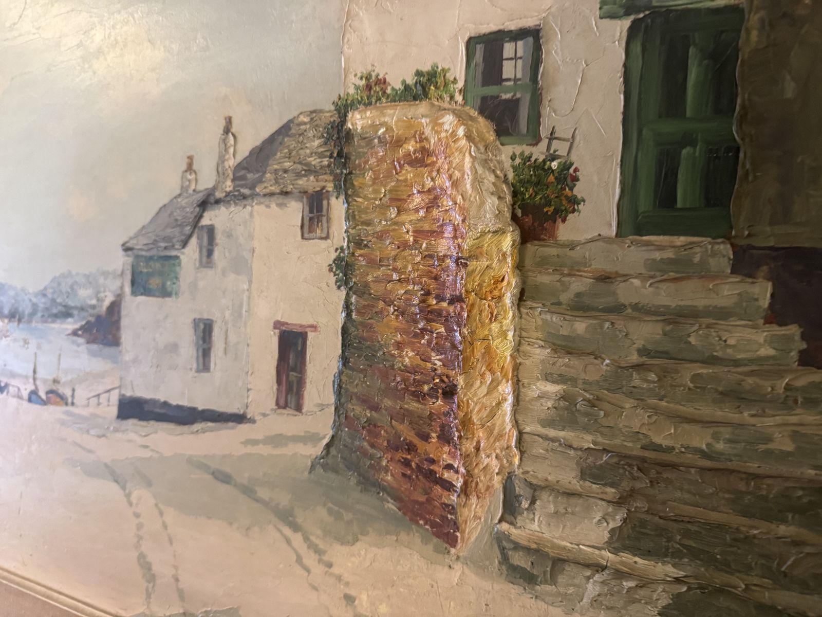 Oil Painting On Board, Fish Street St Ives 1960,S photo Art