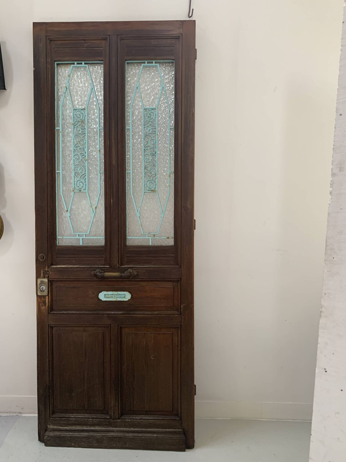 496.0 Art Deco Style Entrance Door In Solid Wood, 20th Century photo