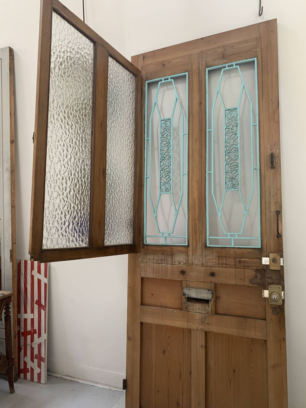photo vinterior Art Deco Style Entrance Door In Solid Wood, 20th Century
