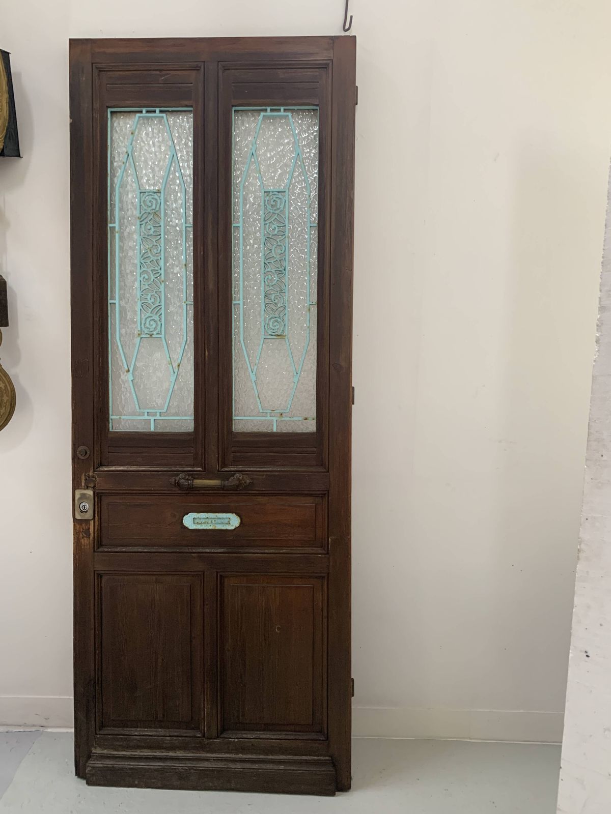 photo vintage Art Deco Style Entrance Door In Solid Wood, 20th Century