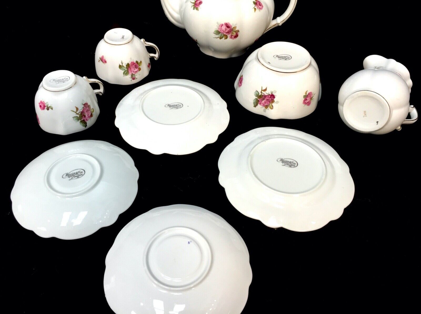 Victorian China Tea Set By Waring And Gillow London / Rose Bud / Tea Pot Rare photo vintage