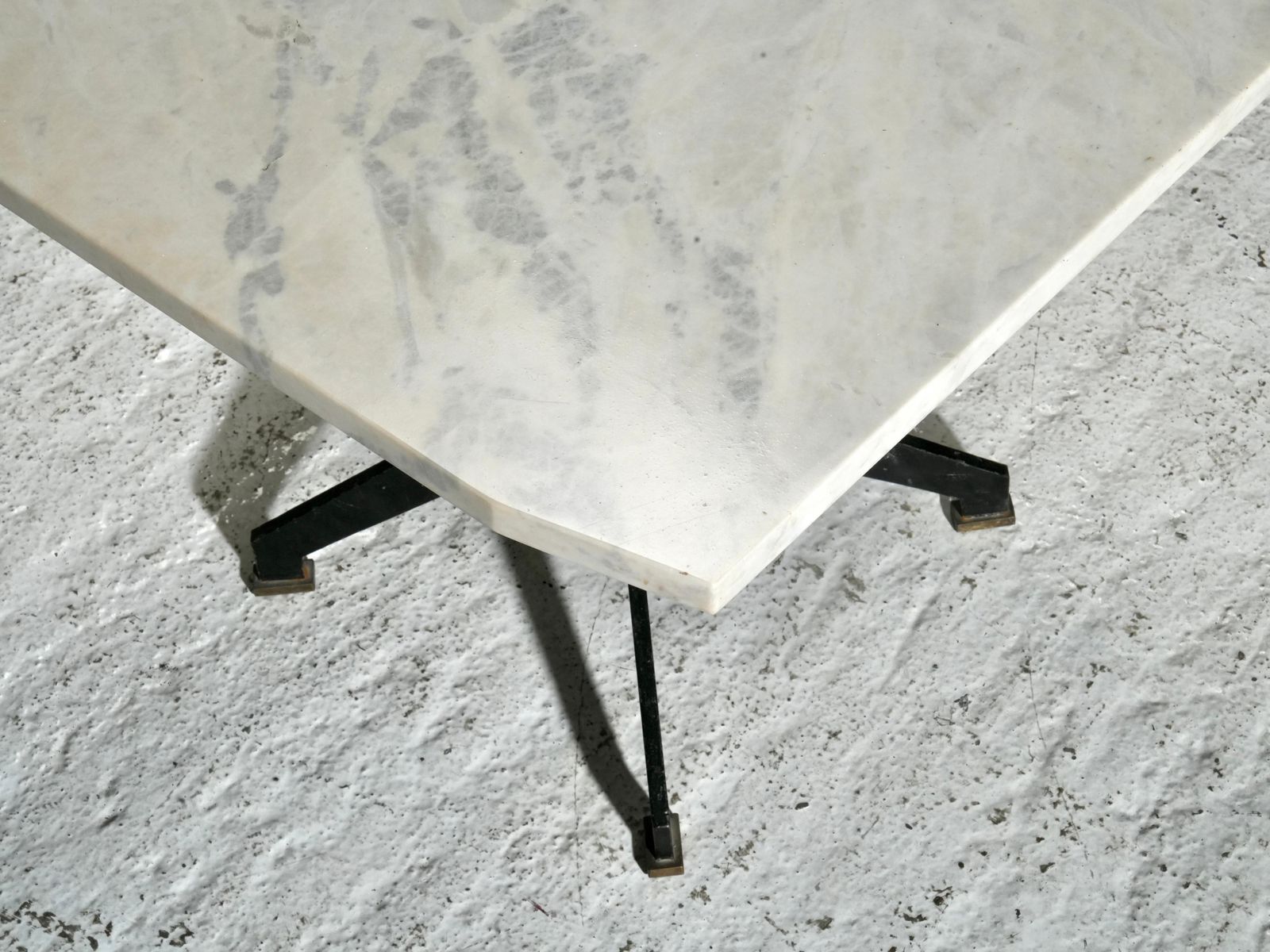 Set Of Two Side Tables In Marble, Metal And Brass, Brazil, 1950's photo buy