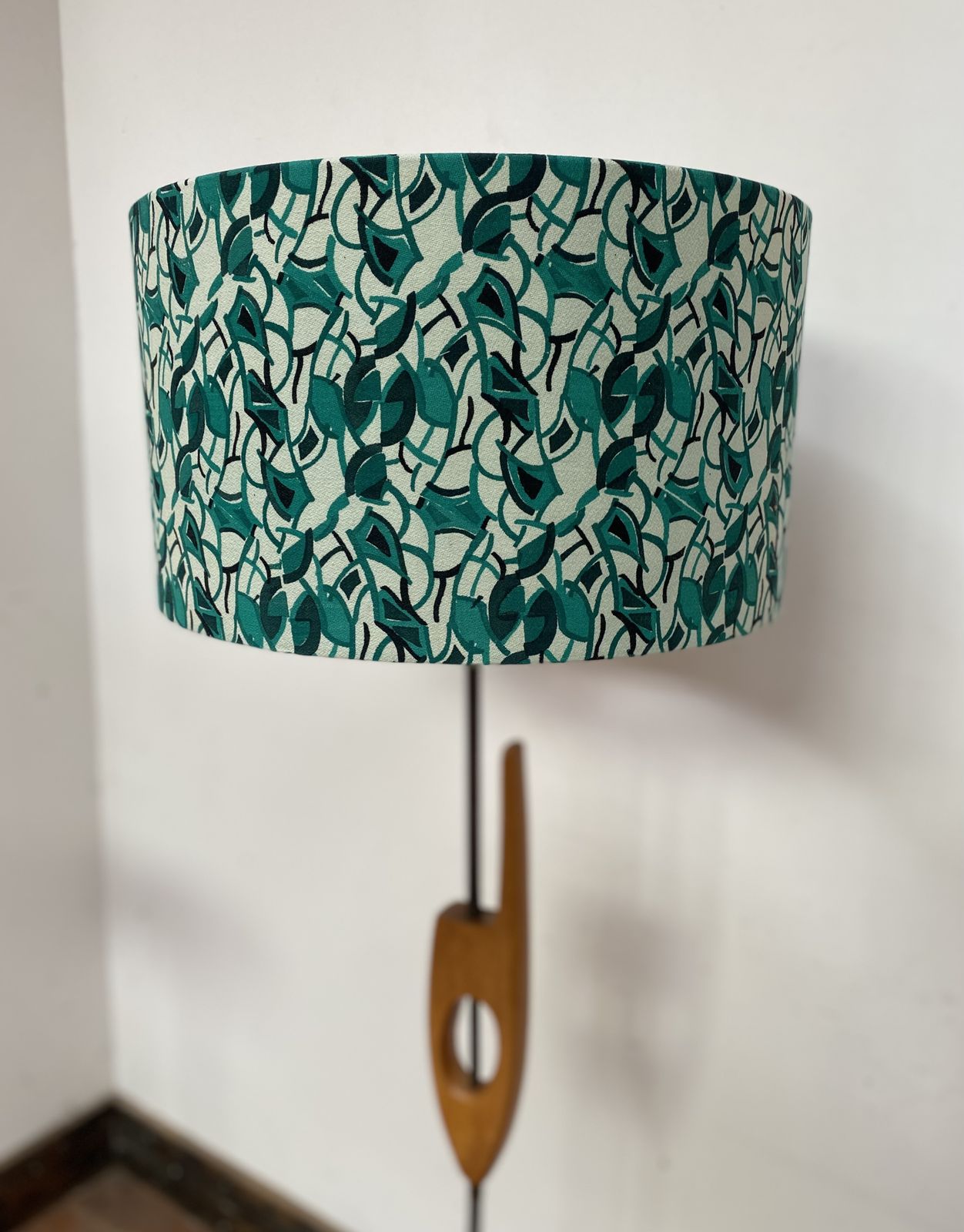Original Vintage Fabric: Green & White Patterned Lampshade