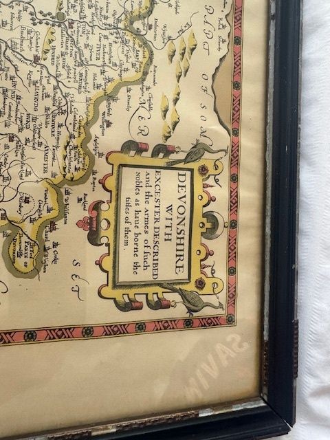 Antique Map Of Devonshire By John Speed In 1611 Believed From The Atlas Theatre Of Great Britain, photo for sale