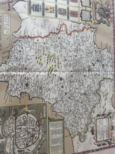 Antique Map Of Devonshire By John Speed In 1611 Believed From The Atlas Theatre Of Great Britain, photo vinterior