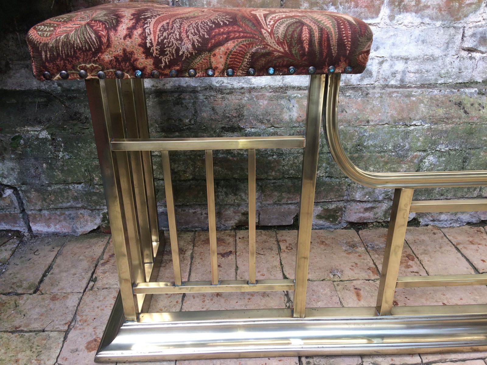 Antique Brass Club Fire Fender Seat photo for sale