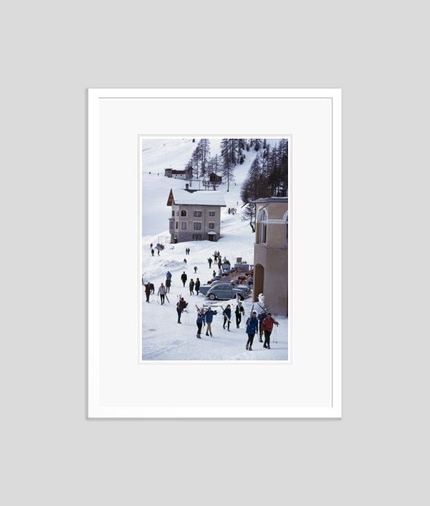 Slim Aarons 'Skiers In St. Moritz' Framed White photo furniture