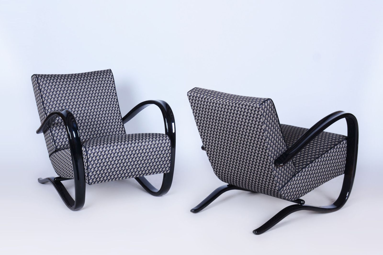 Pair Of Restored Art Deco Armchairs, By J. Halabala, Up Zavody, Czech, 1930s