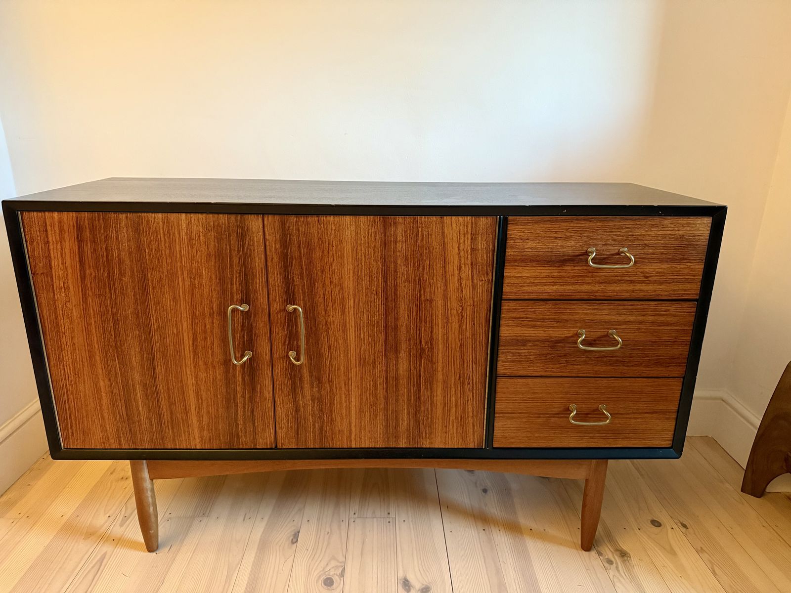 Indian Rosewood, Black And Brass Sideboard