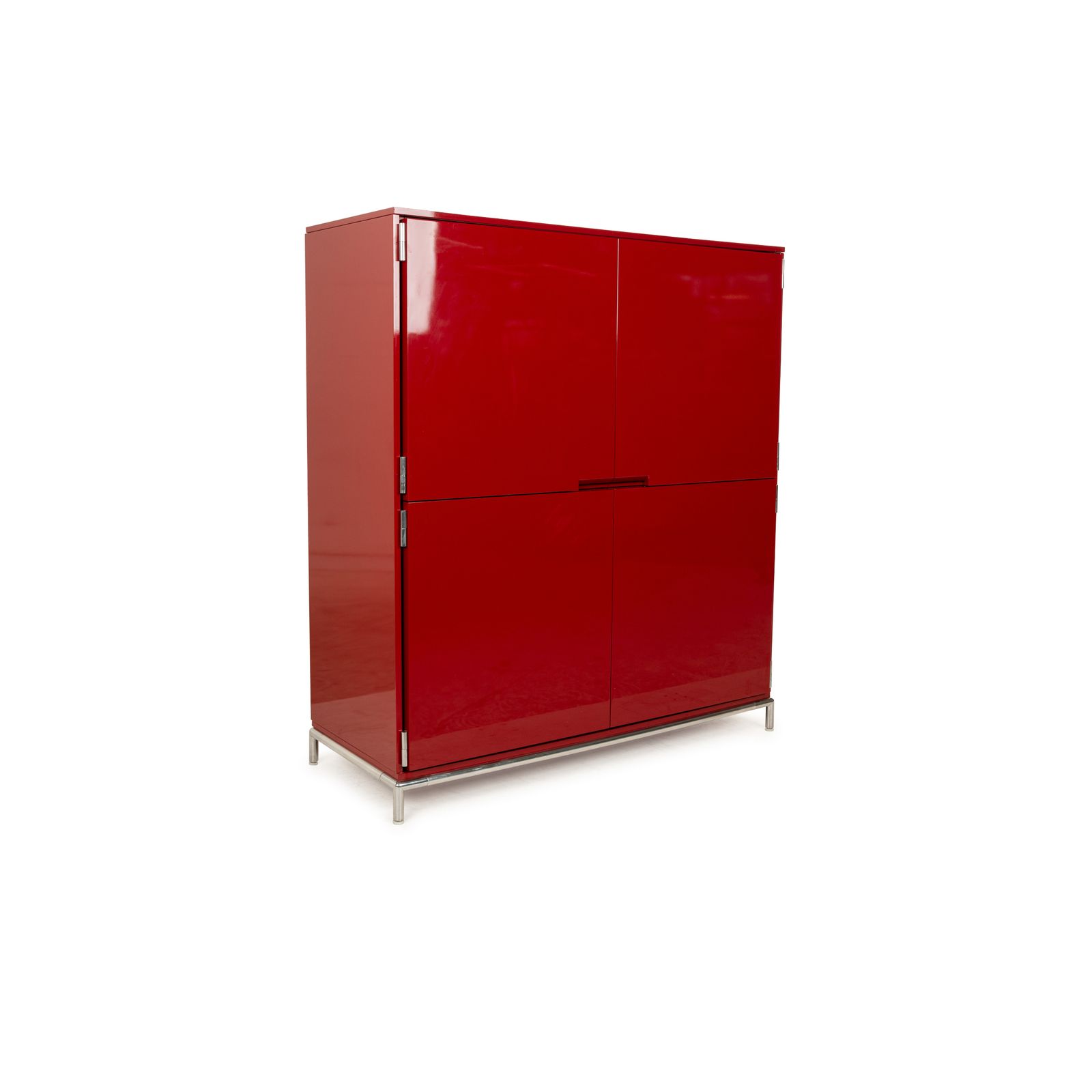B&B Italia Wooden Sideboard Red High Gloss  Metal Feet photo for sale