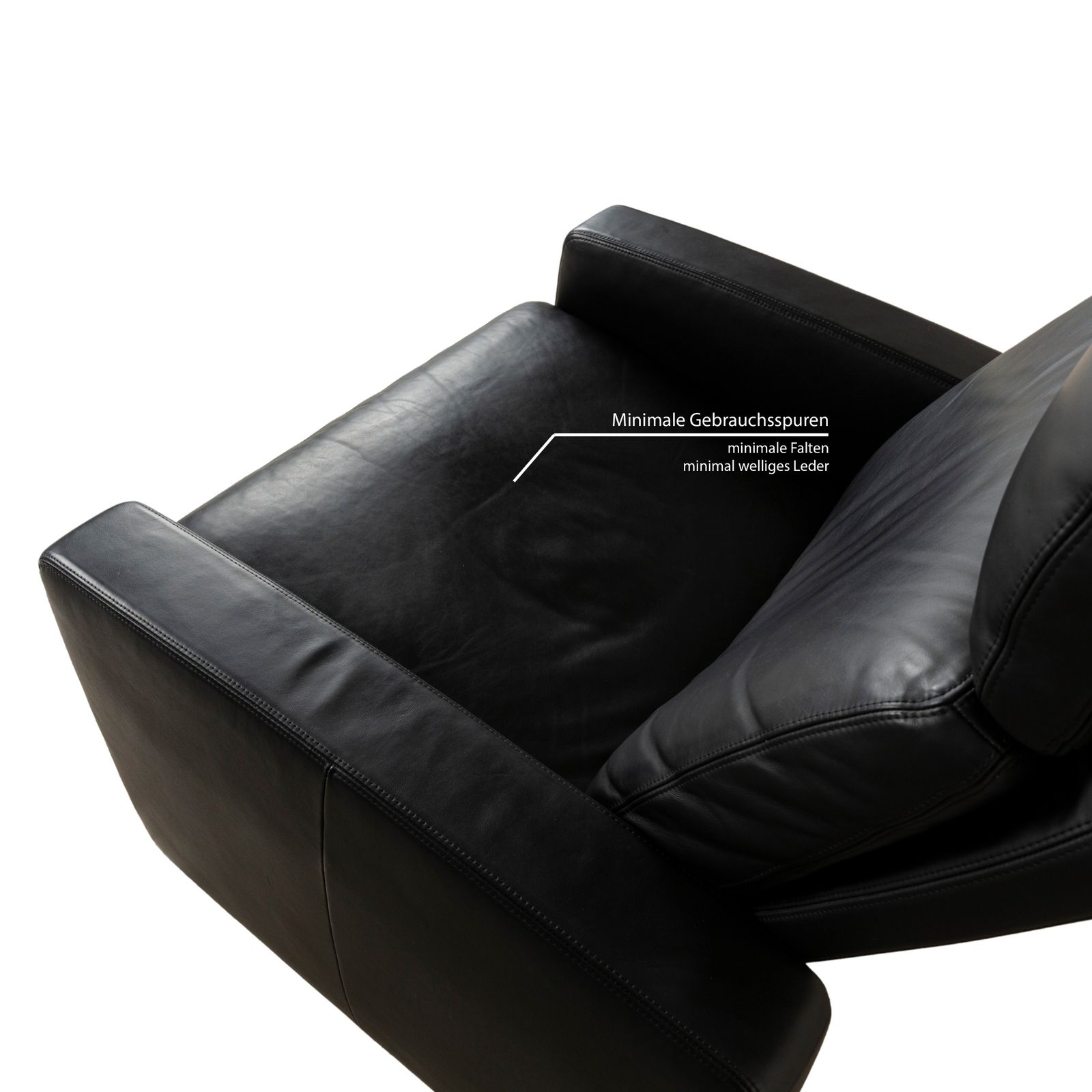 Fauteuil Erpo Just Relax en cuir noir, fonction manuelle photo vinterior
