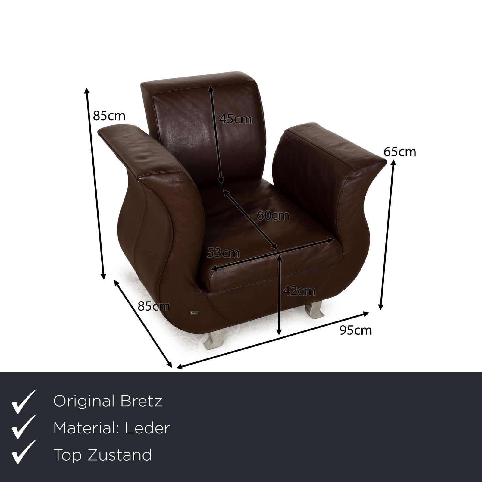 Fauteuil Bretz Moon en cuir brun photo furniture