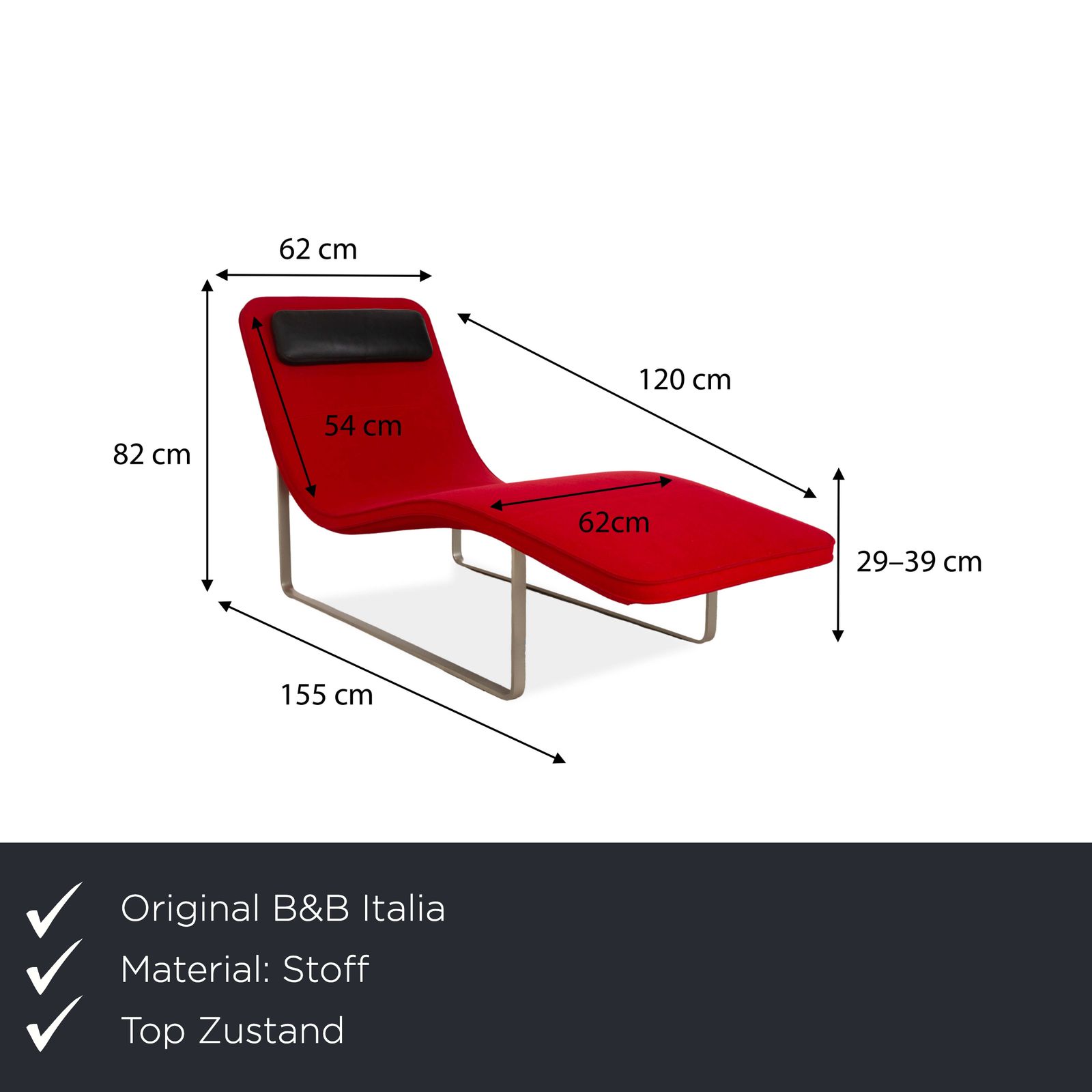 B&B Italia Landscape Fabric Lounger Red photo furniture