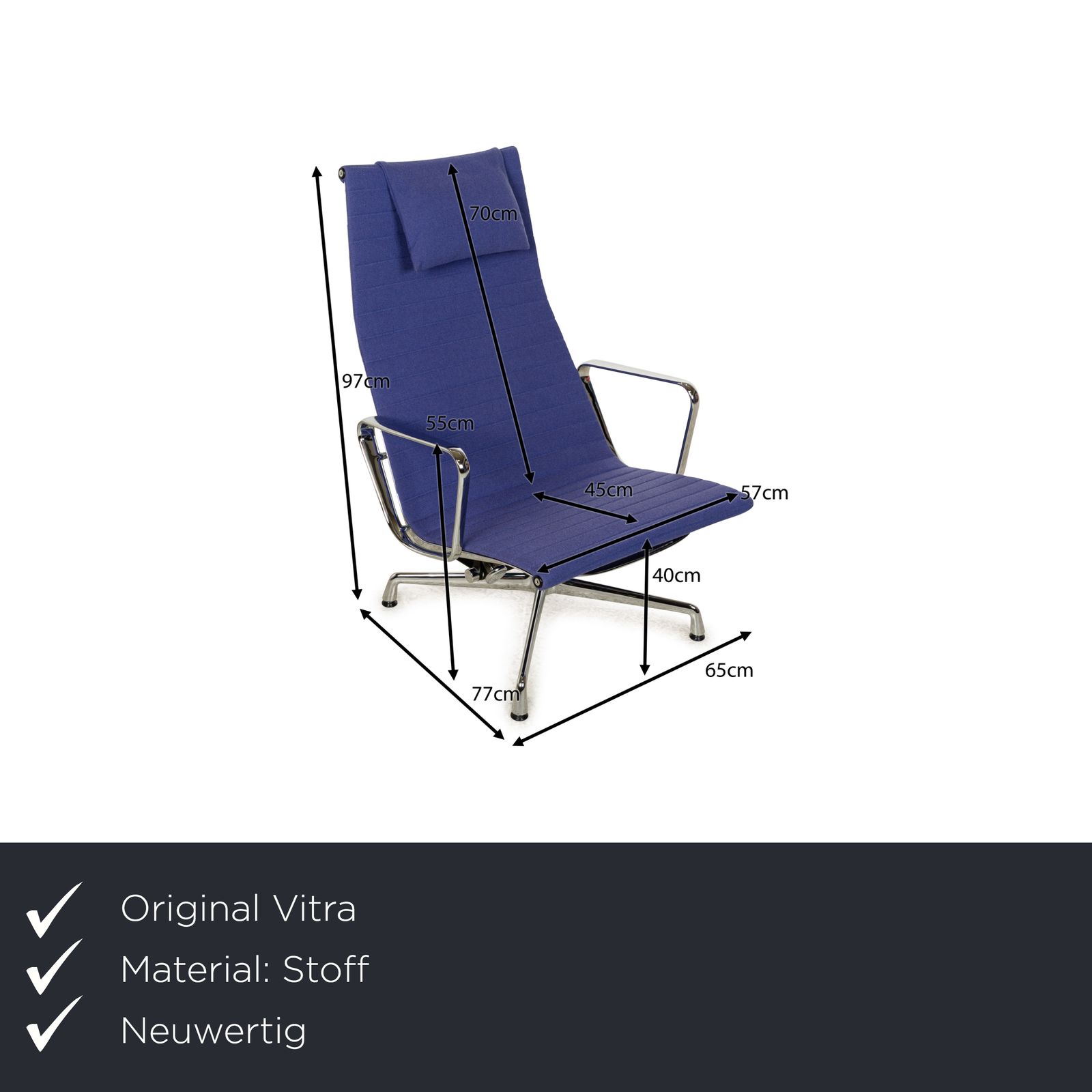 Fauteuil Vitra EA 124 en tissu bleu photo furniture