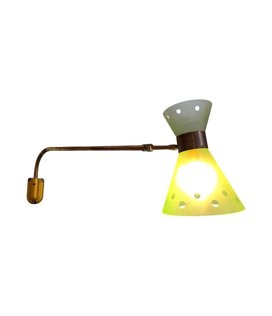Lighting An Italian 1950s Brass And Glass Telescopic Reading Wall Light photo