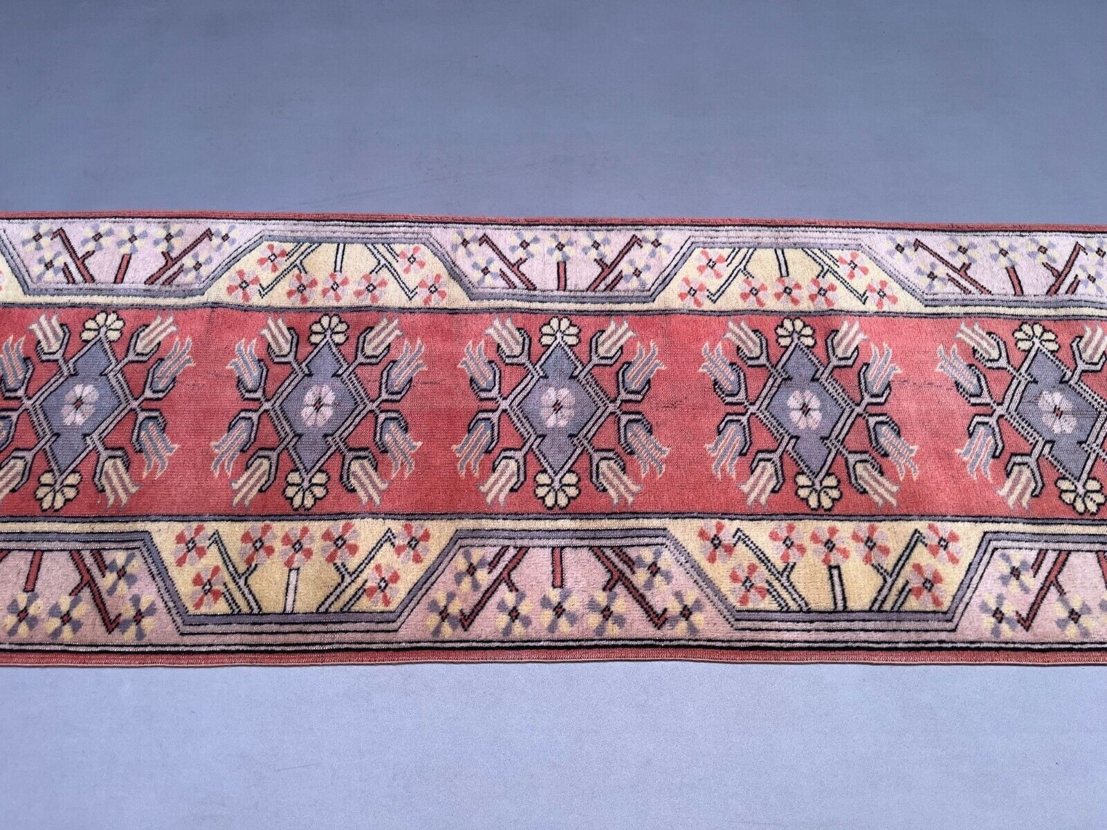 Vintage Turkish Runner 475x81 Cm Milas Rug, Terracotta Red, Green, Beige photo 893.0