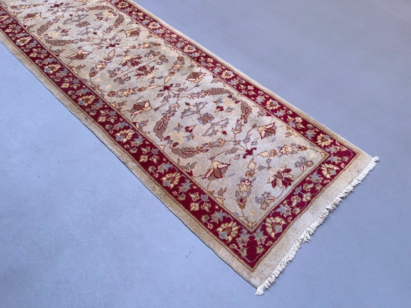 Very Long Tribal Runner 440x82 Cm Tribal Rug, Beige, Blue, Vintage photo vinterior