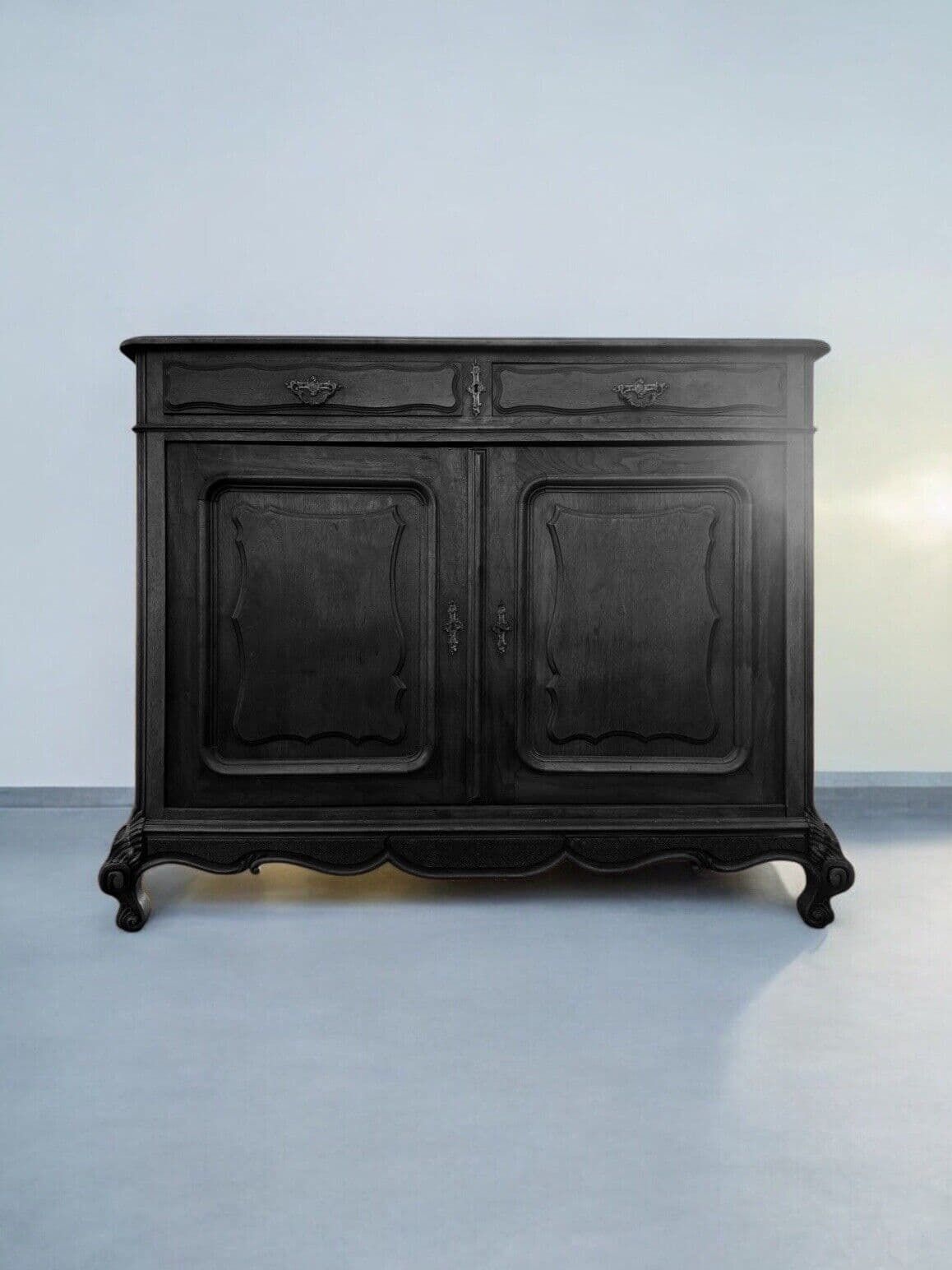 Antique French Carved Buffet Cupboard Sideboard   Price Includes Painting. photo Furniture