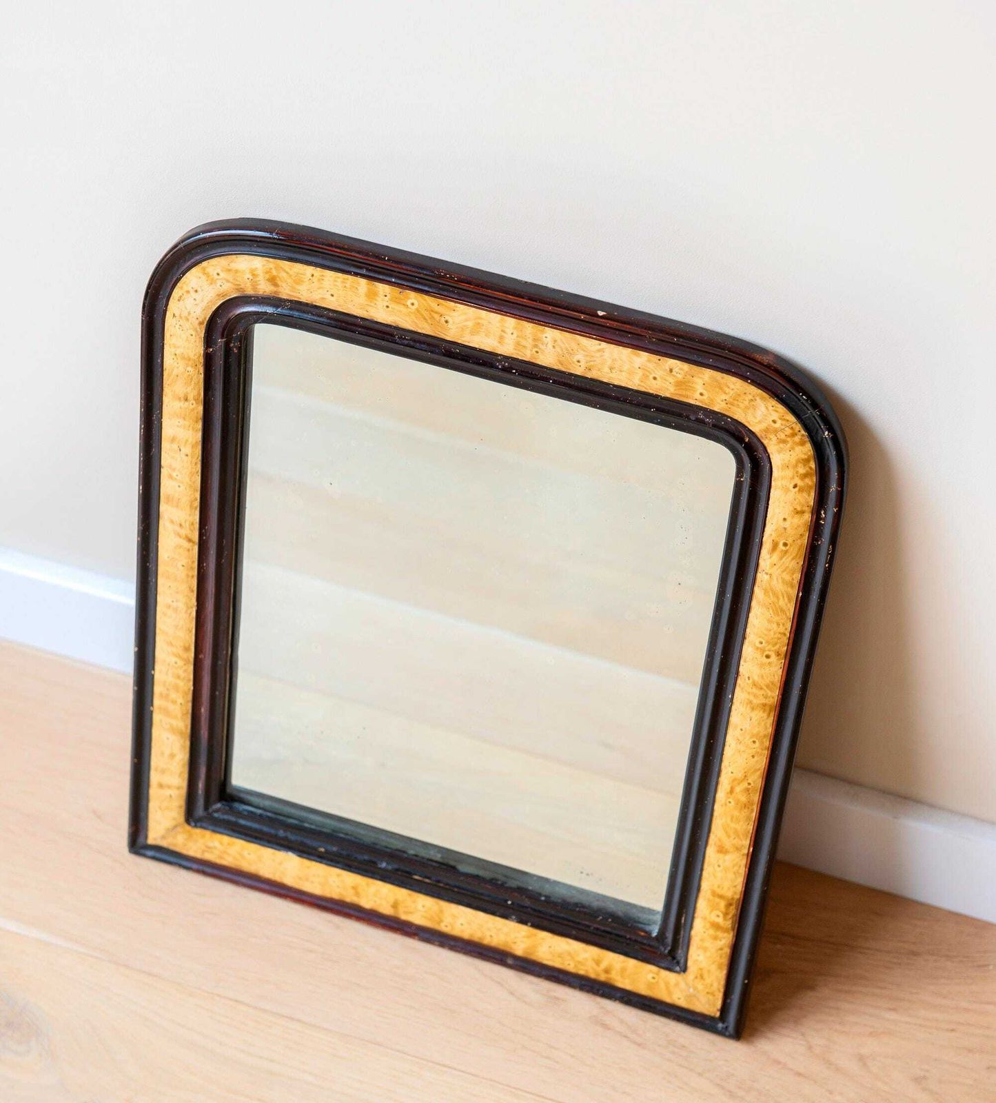 Antique Louis Philippe Mirror, Rustic Half Round Wall Mirror, French Farmhouse Mirror, Decorative Plaster Arch Mirror, 19th Century photo furniture