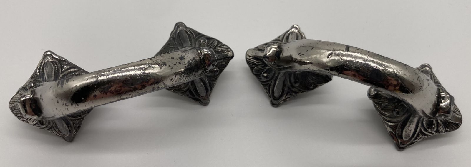 A Pair Of Edwardian Silver Plated Cupboard Handles photo furniture