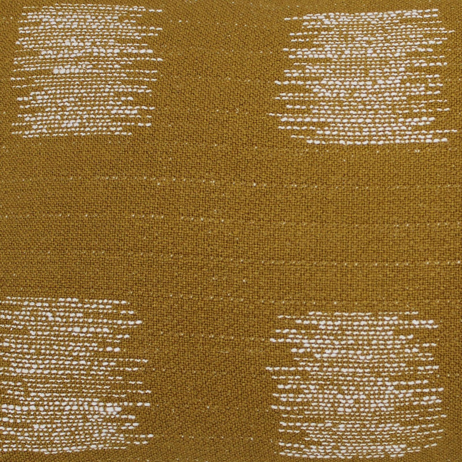 Cushion In Ochre Linen With Double Tinsel Trim And Linen White Back photo Textiles