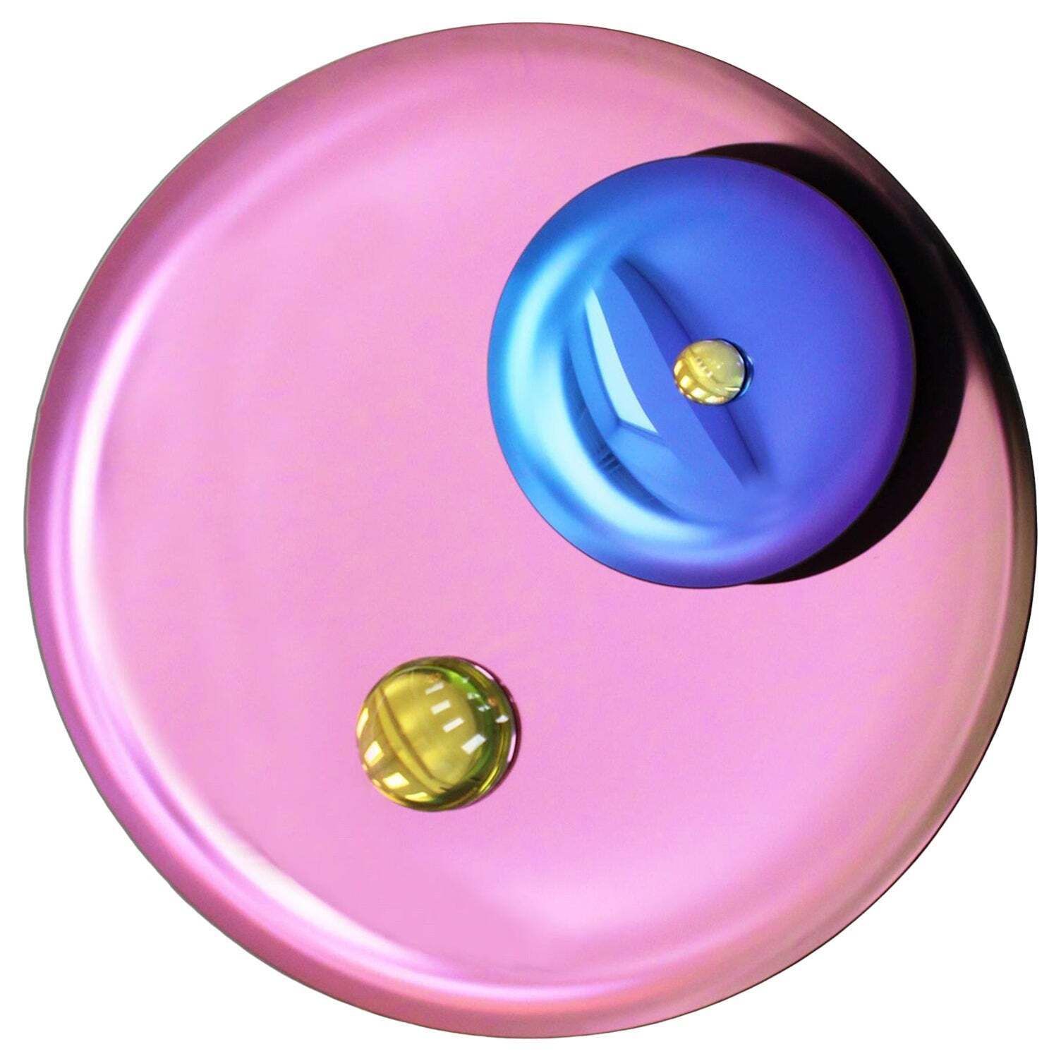 Contemporary Sculptural Pink Glass French Concave Mirror