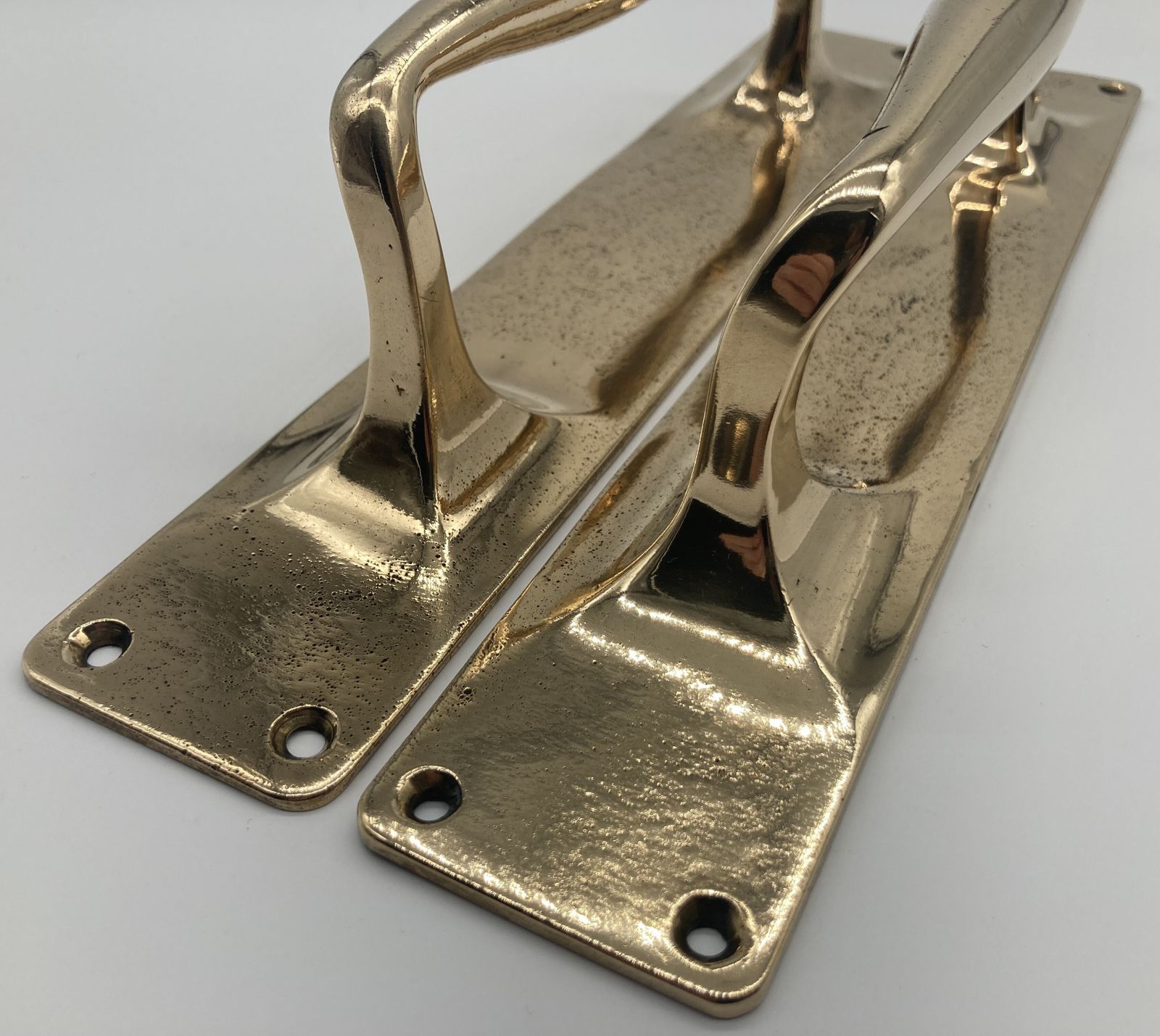 A Large Pair Of Edwardian Brass Door Handles photo for sale