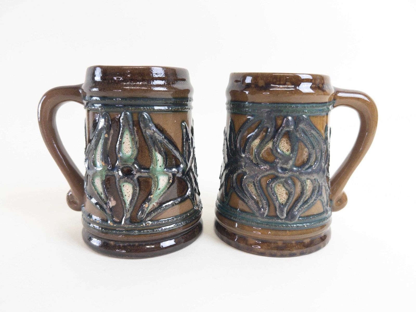 Vintage Coffee Mugs   East German Pottery Ceramic Coffee Cups By Strehla Keramik   Set Of 3 Retro German Pottery photo 57.0