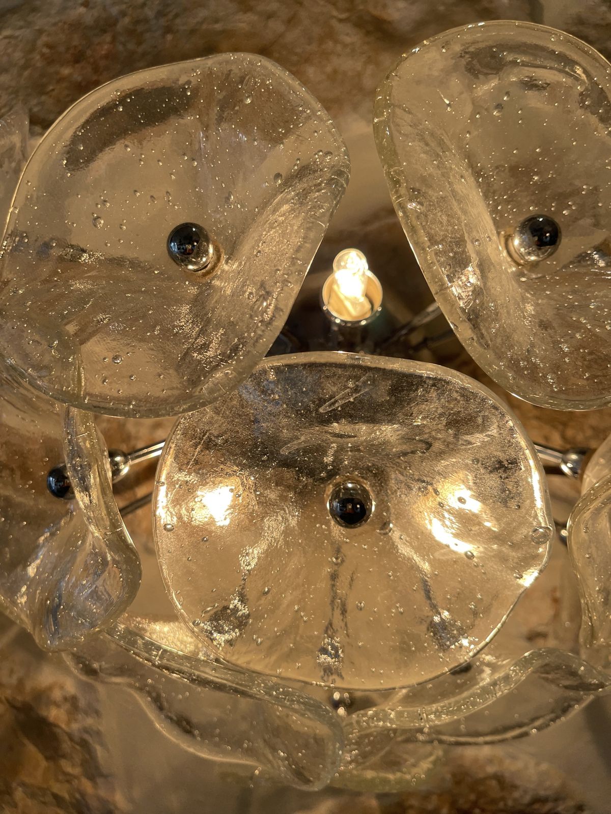 Floral Murano Wall Lighting With Chrome Structure, Italie 1980 photo for sale