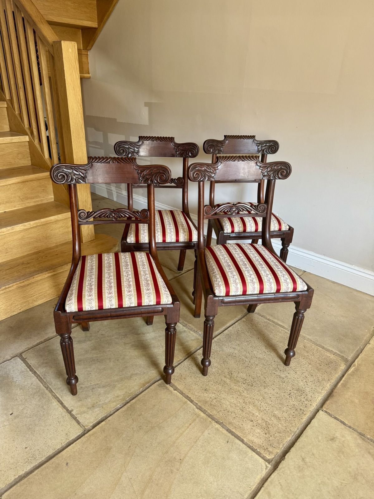 Elegant Set Of Four Antique Regency Quality Mahogany Dining Chairs photo 1085.0
