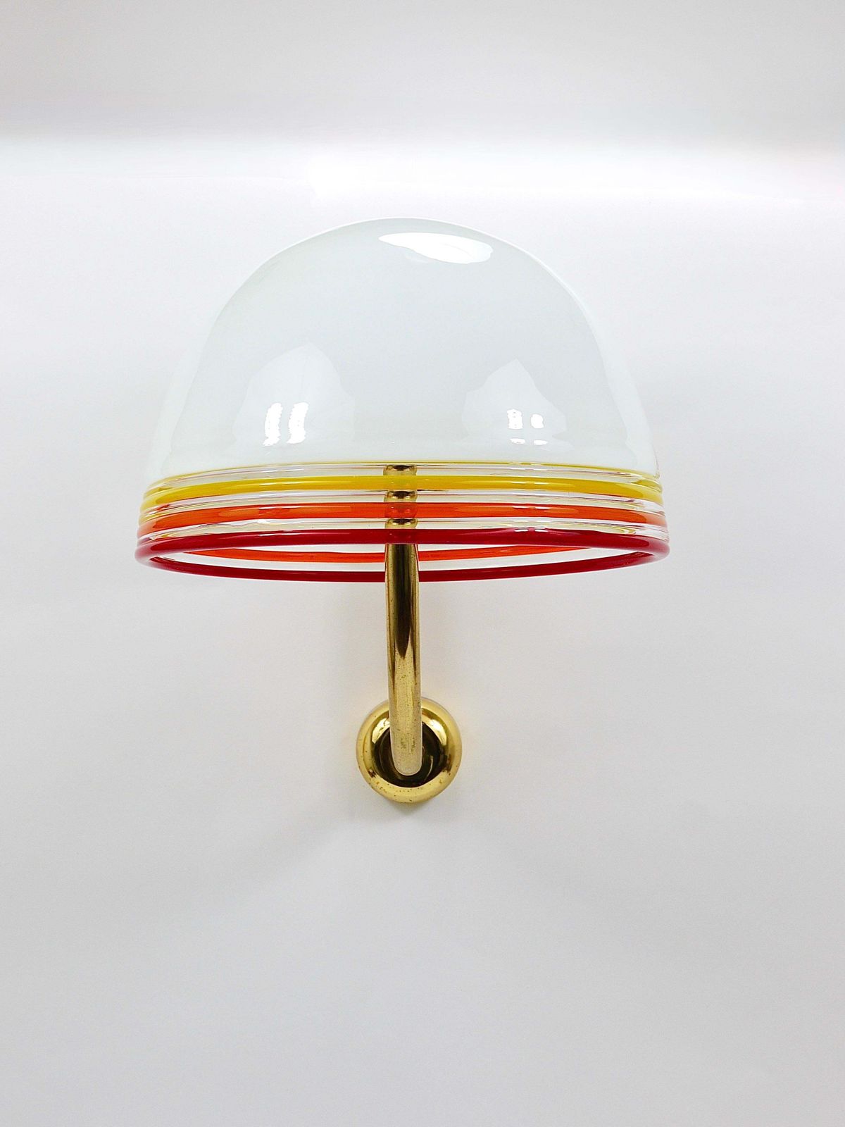 Roberto Pamio Febo Wall Lamps Sconces, Brass, Murano Glass, Leucos, Italy, 1970s photo for sale