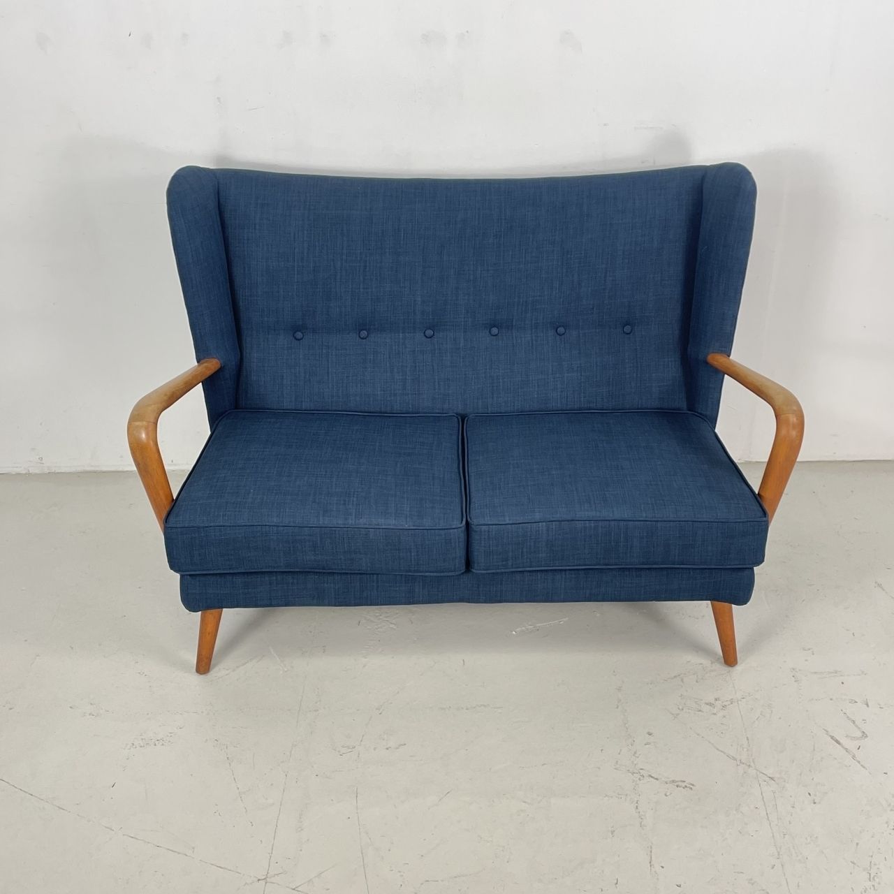 1950s Bambino Sofa By Howard Keith For Hk Furniture In Navy Blue photo for sale