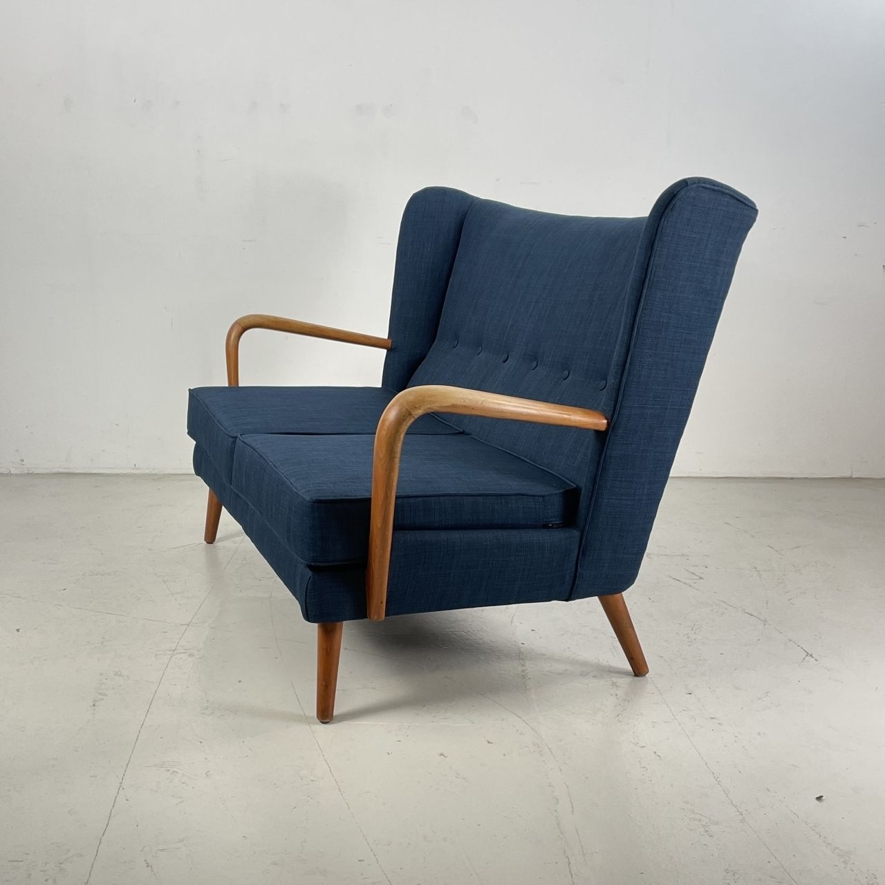 1950s Bambino Sofa By Howard Keith For Hk Furniture In Navy Blue photo vintage