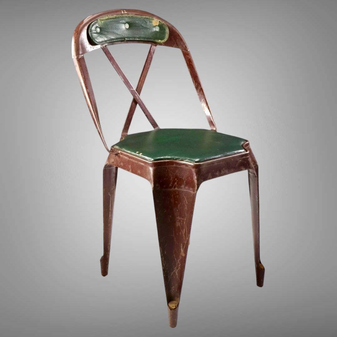 Fabulous Selection Of Original Vintage Industrial Evertaut Engineers/Factory Chairs With Studded Aged Factory Green Upholstery Seat & Back Rest Circa