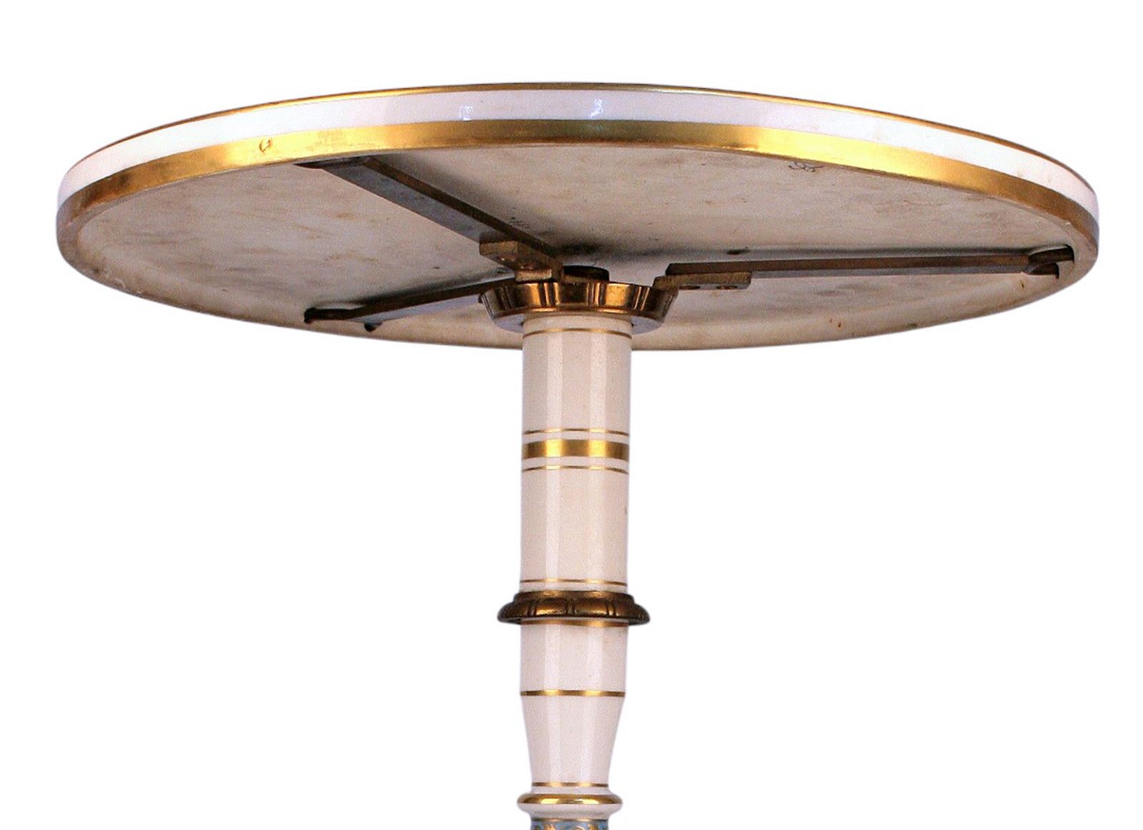 photo furniture Late 19th Century Napoleon III Painted Porcelain Circular Pedestal Table With Floral Motifs Made In France