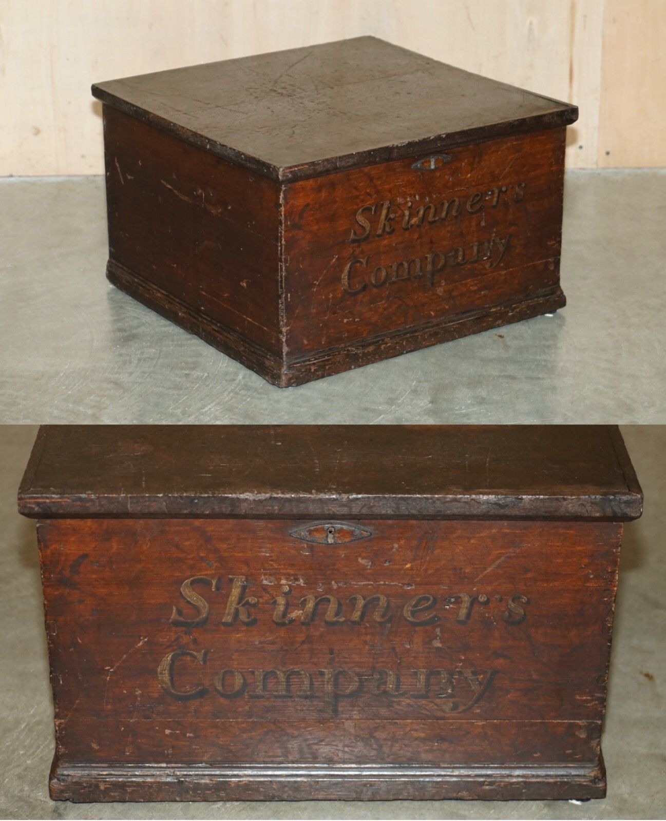 Antique Victorian Worshipful Company Of Skinners Campaign Chest Part Of A Suite