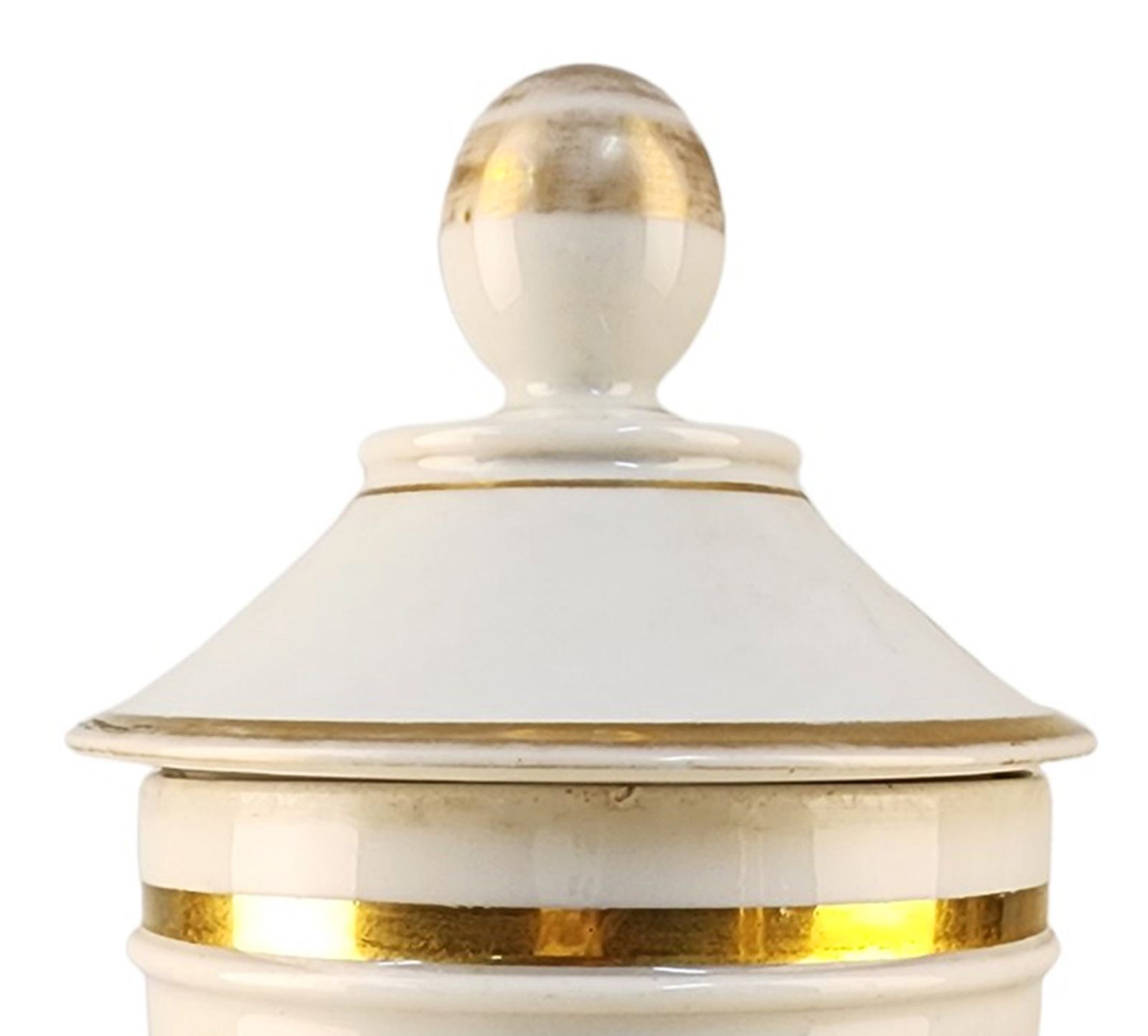 Late 18th Century French Glazed Porcelain Apothecary/Pharmacy Jar With Lid   'Alum: Rocc: L:' photo vintage