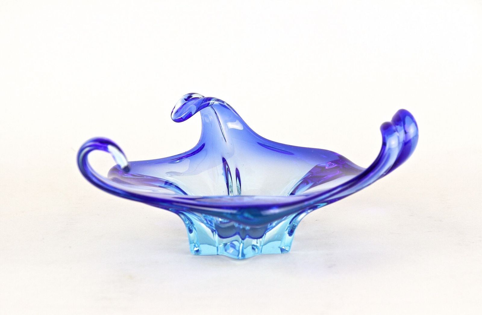 Mid Century Murano Sommerso Blue Glass Bowl, Italy Circa 1960 photo 470.0