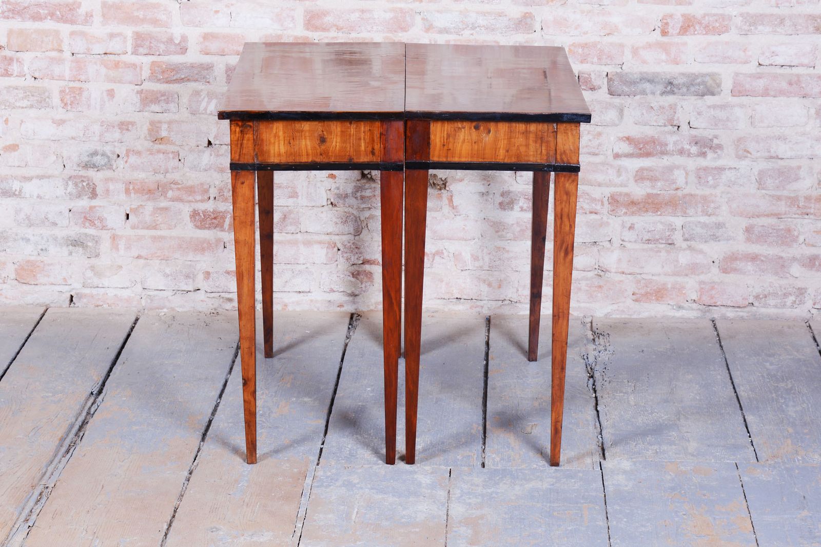 Pair Of Restored Empire Side Tables, Yew Tree, Revived Polish, Austria 1820s photo for sale