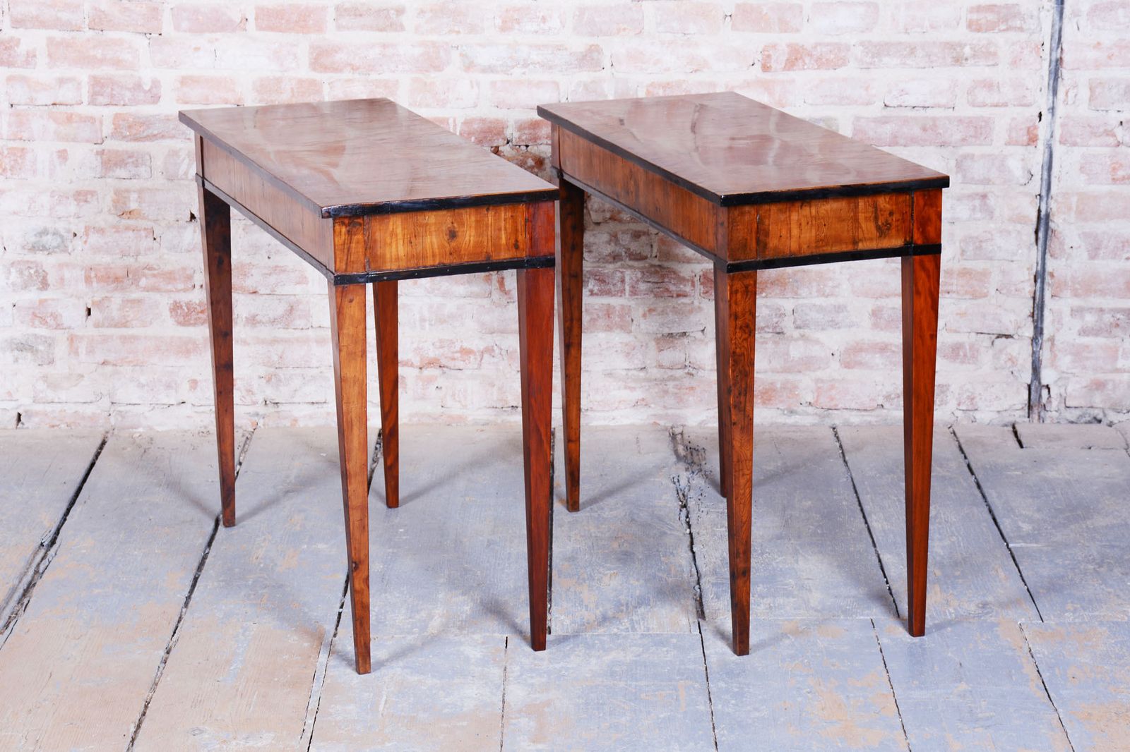 Pair Of Restored Empire Side Tables, Yew Tree, Revived Polish, Austria 1820s photo Furniture