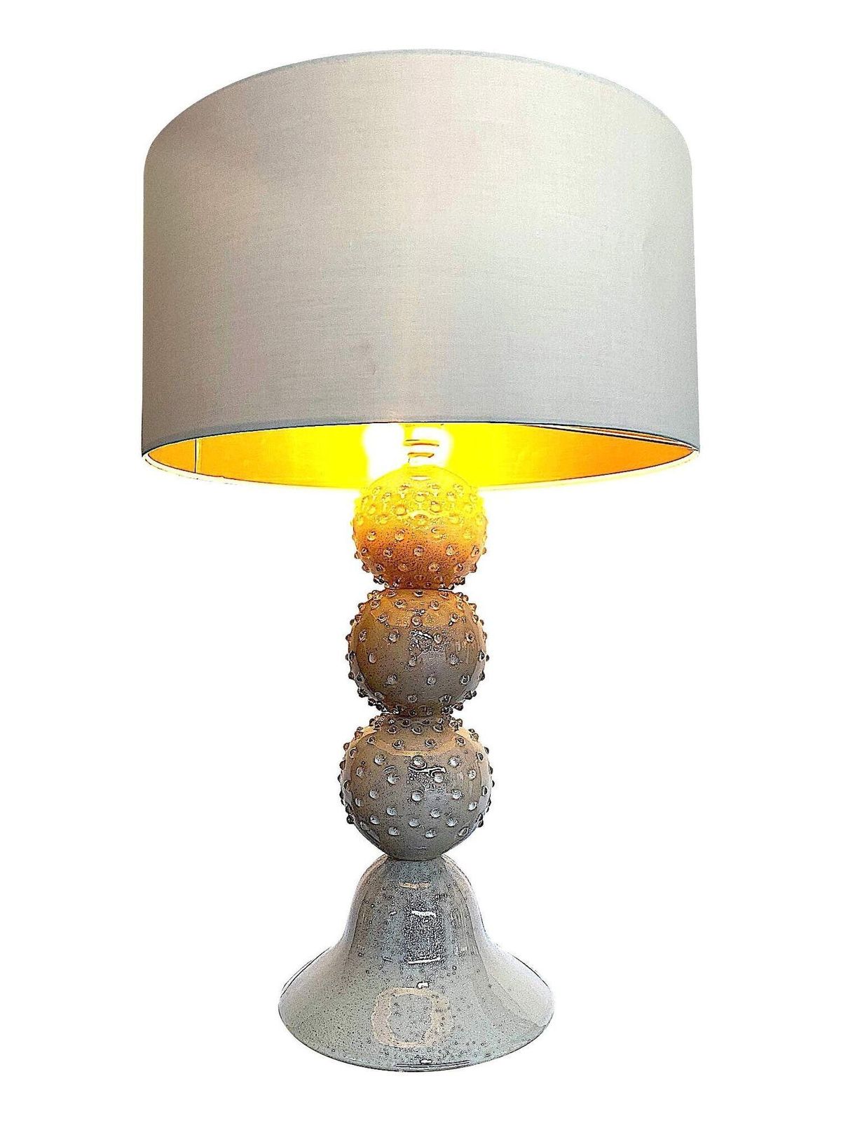 A Large 1980s Avventurina Murano Taupe Coloured Glass Ball Lamp With Brass Fittings