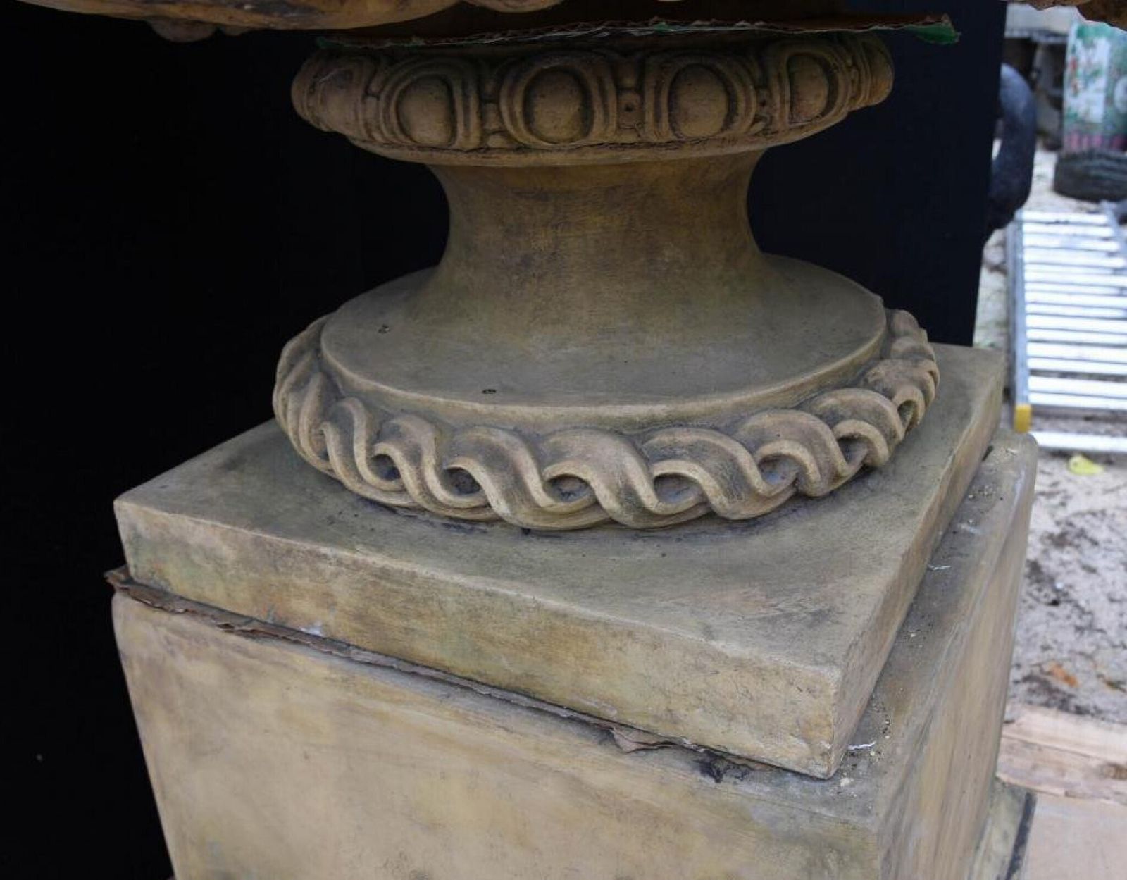 Large English Stone Garden Urn On Pedestal Plinth Classic Architectural photo furniture